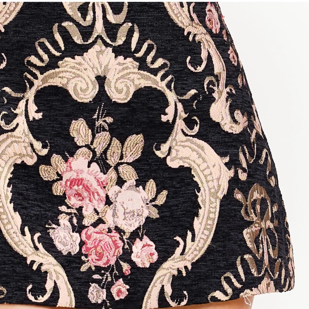 Claire Mini Skirt in Black Jacquard